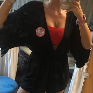 Black deep vneck romper